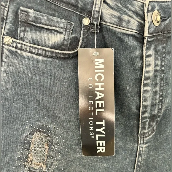 NWT!⭐️ Michael Tyler • Distressed Jeans with Rhinestone Accents- Women’s Size 12 - Picture 5 of 16